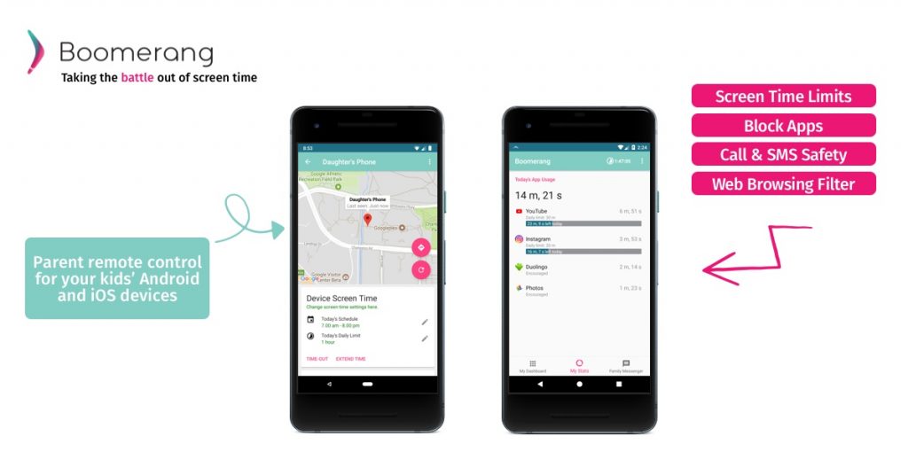 Boomerang parental control app dashboard